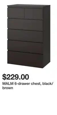 IKEA MALM 6-drawer chest, black/brown offer