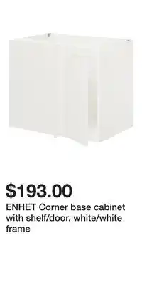 IKEA ENHET Corner base cabinet with shelf/door, white/white frame offer