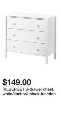 IKEA KILBERGET 3-drawer chest, white/anchor/unlock-function offer