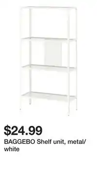 IKEA BAGGEBO Shelf unit, metal/white offer