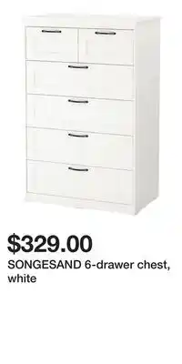 IKEA SONGESAND 6-drawer chest, white offer