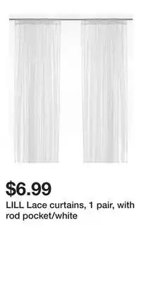 IKEA LILL Lace curtains, 1 pair, with rod pocket/white offer