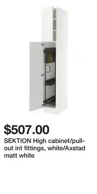 IKEA SEKTION High cabinet/pull-out int fittings, white/Axstad matt white offer