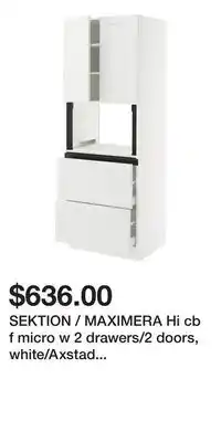 IKEA SEKTION / MAXIMERA Hi cb f micro w 2 drawers/2 doors, white/Axstad matt white offer