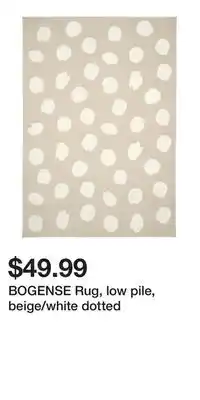 IKEA BOGENSE Rug, low pile, beige/white dotted offer