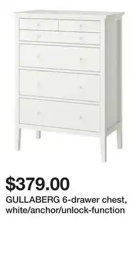 IKEA GULLABERG 6-drawer chest, white/anchor/unlock-function offer