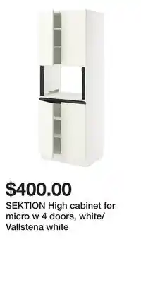 IKEA SEKTION High cabinet for micro w 4 doors, white/Vallstena white offer