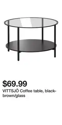 IKEA VITTSJÖ Coffee table, black-brown/glass offer