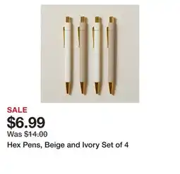 Chapters Indigo Hex Pens, Beige and Ivory Set of 4 offer