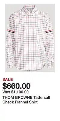 Holt Renfrew THOM BROWNE Tattersall Check Flannel Shirt offer