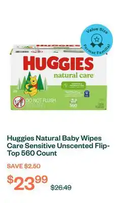 Voilà Huggies Natural Baby Wipes Care Sensitive Unscented Flip-Top 560 Count offer