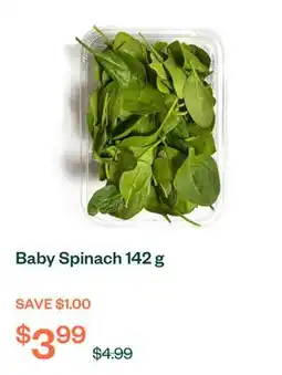 Voilà Baby Spinach 142 g offer