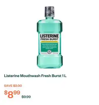 Voilà Listerine Mouthwash Fresh Burst 1 L offer