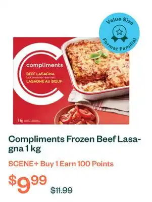 Voilà Compliments Frozen Beef Lasagna 1 kg offer