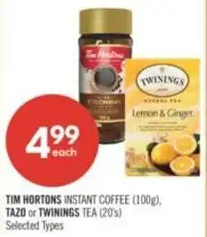 Shoppers Drug Mart Tim hortons or Tazo and Twinings offer