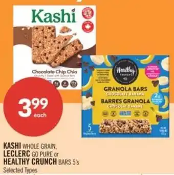 Shoppers Drug Mart Kashi whole grain and leclerc go pure or healthy crunch bars offer