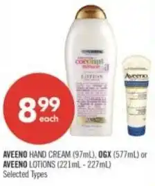 Shoppers Drug Mart Aveeno hand cream and 0gx or Aveeno lotions offer