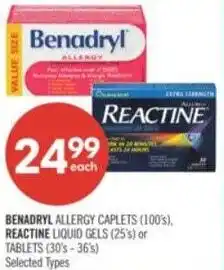 Shoppers Drug Mart Benadryl allergy caplets offer