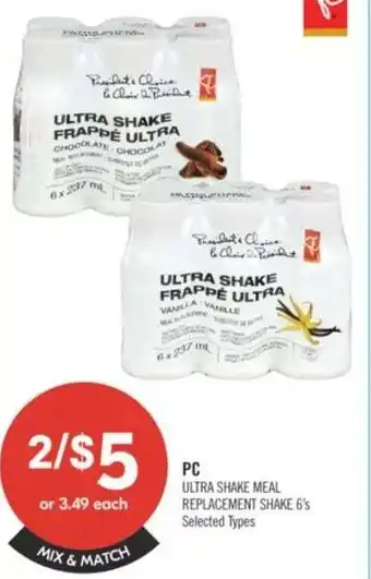 Shoppers Drug Mart PC Ultra shake meal replacement shake 6's offer