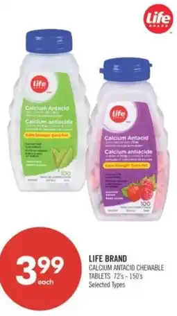 Shoppers Drug Mart Life Brand Calcium antacid chewable tablets offer