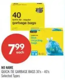 Shoppers Drug Mart No Name quick-tie garbage bags offer