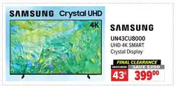 2001 Audio Video UN43CU8000 43 UHD 4K SMART Crystal Display offer