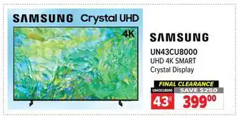 2001 Audio Video UN43CU8000 43 UHD 4K SMART Crystal Display offer