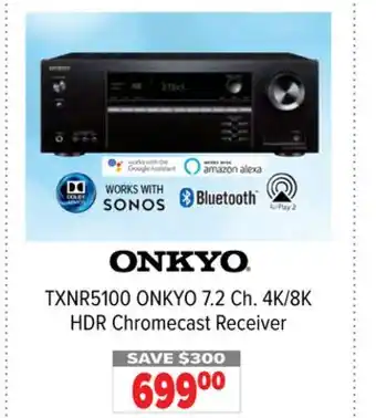 2001 Audio Video TXNR5100 ONKYO 7.2 Ch. 4K/8K HDR Chromecast Receiver offer