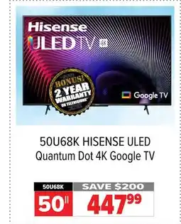 2001 Audio Video 50U68K 50 ULED Quantum Dot 4K Google TV offer