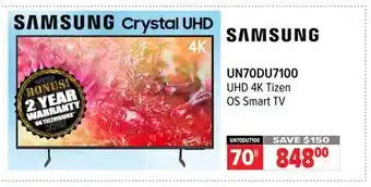 2001 Audio Video UN70DU7100 70 UHD 4K Tizen OS Smart TV offer