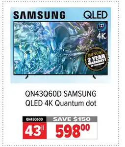 2001 Audio Video QN43Q60D 43 QLED 4K Quantum dot TV offer