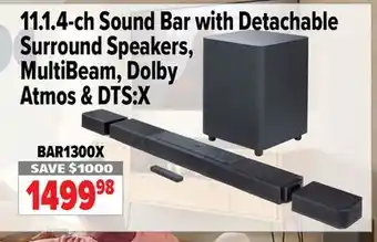 2001 Audio Video BAR1300X 11.1.4-ch Sound Bar with Detachable Surround Speakers, MultiBeam, Dolby Atmos & DTS:X offer