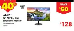 Visions Electronics Acer 27 AOPEN 1ms ZeroFrame Monitor offer