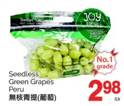 T&T Supermarket SEEDLESS GREEN GRAPES offer