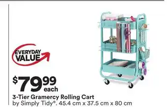 Michaels 3-Tier Gramercy Rolling Cart by Simply Tidy offer