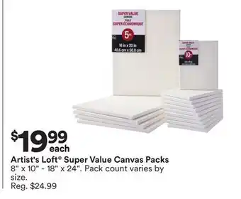 Michaels Artist's Loft Super Value Canvas Packs offer