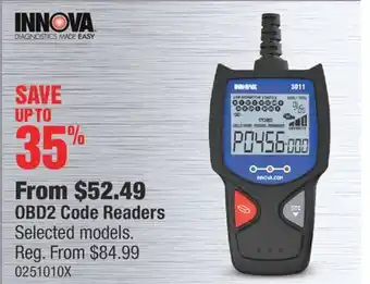 PartSource INNOVA OBD2 Code Readers offer