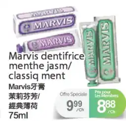 T&T Supermarket MARVIS DENTIFRICE MENTHE JASM/CLASSIQ MENT, 75ml offer