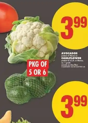 No Frills Avocados or cauliflower offer