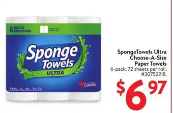 Walmart SpongeTowels Ultra Choose-A-Size Paper Towels offer