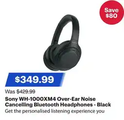 Best Buy Sony WH-1000XM4 Over-Ear Noise Cancelling Bluetooth Headphones - Black offer