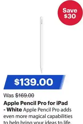 Best Buy Apple Pencil Pro for iPad - White offer