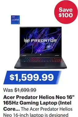 Best Buy Acer Predator Helios Neo 16 165Hz Gaming Laptop (Intel Core i9-14900HX/16GB RAM/1TB SSD/RTX 4060) offer