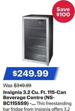 Best Buy Insignia 3.2 Cu. Ft. 115-Can Beverage Centre (NS-BC115SS9) - Stainless Steel - Only at Best Buy offer