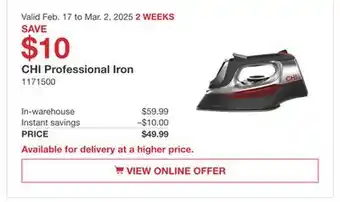 Costco CHI Professional Iron offer