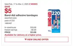 Costco Band-aid adhesive bandages offer