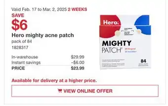 Costco Hero mighty acne patch offer