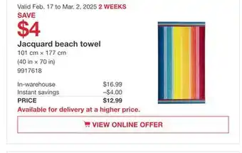 Costco Jacquard beach towel offer