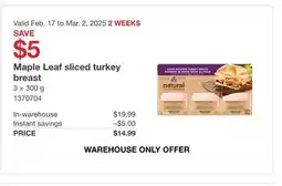 Costco Maple Leaf sliced turkey breast offer