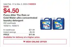 Costco Purex After the Rain or Cold Water ultra concentrated laundry detergent offer